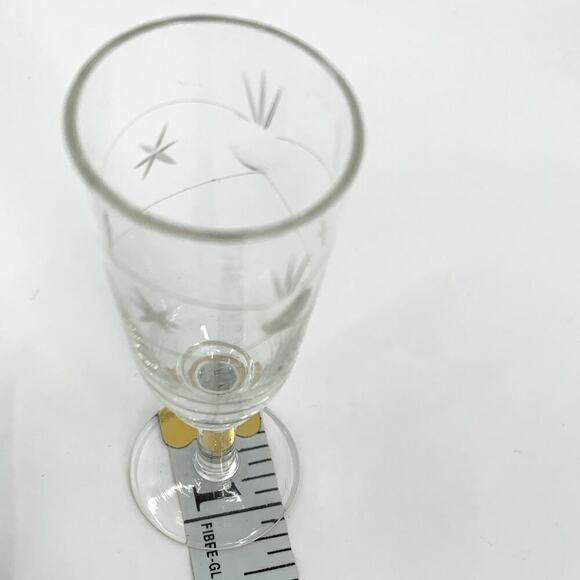 VTG MCM Set of 2 Apertif/Sherry/Port/Shot Glasses Starburst Etched Glass Retro - Picture 6 of 9